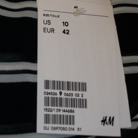 H&M Sheer Button Down Shirt Black White Stripe NWT - Picture 5 of 8